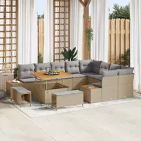Sodo Sofų Rinkinys su pagalve 12 pcs Smėlio Poli ratanas