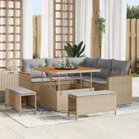 Sodo Sofų Rinkinys su pagalve 8 pcs Smėlio Poli ratanas