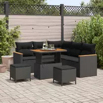 Sodo Sofų Rinkinys su pagalve 8 pcs Juoda Poli ratanas