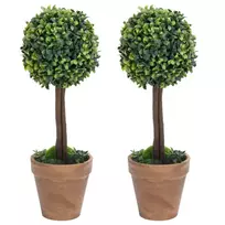 Dirbtiniai buksmedžiai vazonuose, 2vnt., žali, 41cm