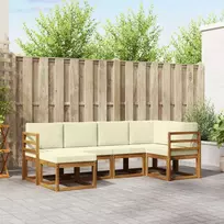 Lauko sofos komplektas su pagalve 6 pcs Natūralus ir grietinėlė