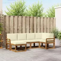 Lauko sofos komplektas su pagalve 6 pcs Natūralus ir grietinėlė