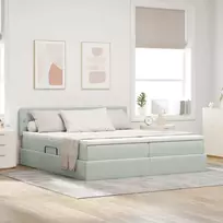 LED saugojimo lova su čiužiniu Šviesiai pilka 180 x 200 cm