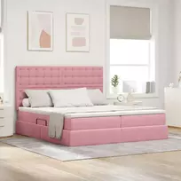 Saugos lova su čiužiniu su saugykla Rožinė 180 x 200 cm Aksomas
