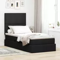 LED saugojimo lova su čiužiniu Juoda 90 x 190 cm Audinys