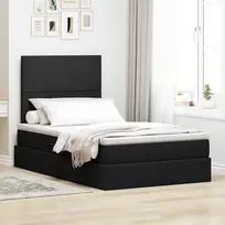 LED saugojimo lova su čiužiniu Juoda 120 x 200 cm Audinys
