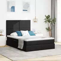 LED saugojimo lova su čiužiniu Juoda 140 x 190 cm Audinys
