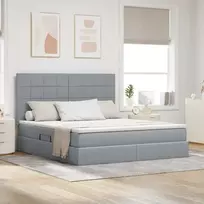 LED saugojimo lova su čiužiniu Šviesiai pilka 180 x 200 cm