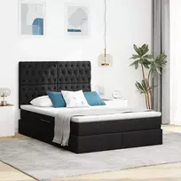 LED saugojimo lova su čiužiniu Juoda 140 x 200 cm Audinys
