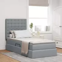 LED saugojimo lova su čiužiniu Šviesiai pilka 90 x 200 cm
