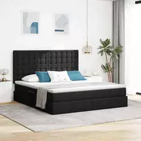 LED saugojimo lova su čiužiniu Juoda 180 x 200 cm Audinys