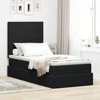 LED saugojimo lova su čiužiniu Juoda 90 x 190 cm Aksomas