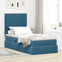 LED saugojimo lova su čiužiniu Tamsiai mėlyna 90 x 190 cm