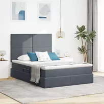 LED saugojimo lova su čiužiniu Tamsiai pilka 140 x 200 cm