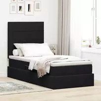 LED saugojimo lova su čiužiniu Juoda 90 x 190 cm Aksomas