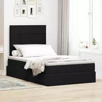 LED saugojimo lova su čiužiniu Juoda 120 x 200 cm Aksomas
