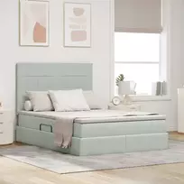 LED saugojimo lova su čiužiniu Šviesiai pilka 140 x 190 cm