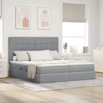 LED saugojimo lova su čiužiniu Šviesiai pilka 180 x 200 cm