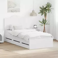 Lovos rėmas su stalčių Baltas 90 x 190 cm Inžinerinė mediena