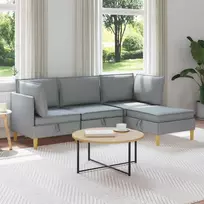 Svetainės baldų komplektas 4 pcs Šviesiai pilka Audinys