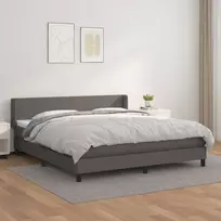 Lova su spyruoklėmis ir čiužiniu, pilka, 180x200cm dirbtinė oda