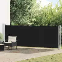 Ištraukiama šoninė kiemo pertvara, juodos spalvos, 140x600cm