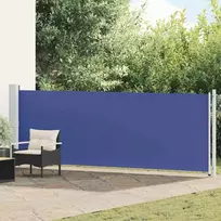 Ištraukiama šoninė kiemo pertvara, mėlynos spalvos, 140x600cm