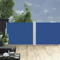 Ištraukiama šoninė kiemo pertvara, mėlynos spalvos, 140x1200cm