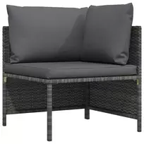 Modulinė kampinė sofa su pagalvėlėmis, pilka, poliratanas