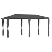 Pavėsinė su stulpų uždangalais antracito 2,98x5,3x2,59m 160g/m²