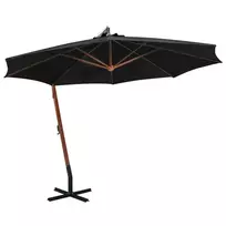 Kabantis sodo skėtis su stulpu, juodas, 3,5x2,9m, eglės masyvas