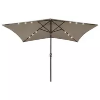 Sodo skėtis nuo saulės su LED ir plieniniu stulpu, taupe, 2x3m