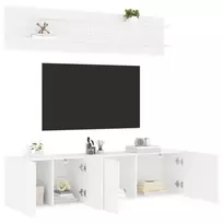 Sieninė TV sekcija, 6 dalių, baltos spalvos, apdirbta mediena