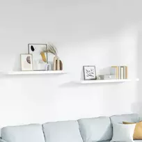 Pakabinamos lentynos, 2vnt., baltos, 120x23,5x3,8cm, MDF