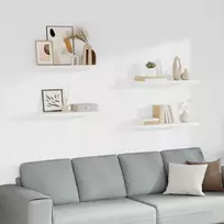 Pakabinamos lentynos, 4vnt., baltos, 80x23,5x3,8cm, MDF