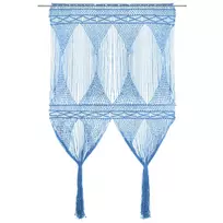 Užuolaida, mėlyna, 140x240cm, medvilnė, makrame stiliaus