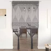 Užuolaida, antracito, 140x240cm, medvilnė, makrame stiliaus