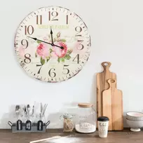 Sieninis laikrodis, 60 cm, vintažinio stiliaus, su gėlėmis