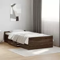 Lovos rėmas su stalčiais, rudas ąžuolo, 100x200cm, mediena