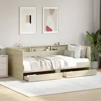 Kušetė su stalčiais be čiužinio, ąžuolo spalvos, 100x200 cm