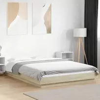 Lovos rėmas su LED, ąžuolo, 120x200cm, apdirbta mediena