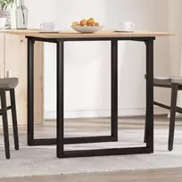 Valgomojo stalas, 80x80x75cm, pušis ir plieninis, O formos rėmas