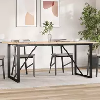 Valgomojo stalas, 180x90x75cm, pušis ir plieninis, O formos rėmas