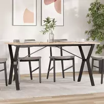 Valgomojo stalas, 160x80x75cm, pušis ir plieninis, Y formos rėmas
