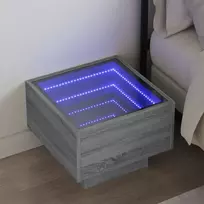 Naktinis staliukas su Infinity LED, pilkas ąžuolo, 40x40x30cm