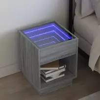 Naktinis staliukas su Infinity LED, pilkas ąžuolo, 40x40x50cm