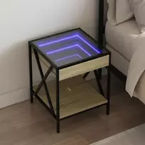 Naktinis staliukas su Infinity LED, ąžuolo, 40x40x49cm