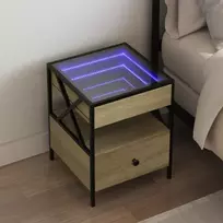 Naktinis staliukas su Infinity LED, ąžuolo, 40x40x51cm