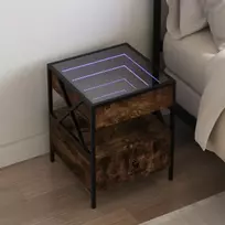 Naktinis staliukas su Infinity LED, dūminio ąžuolo, 40x40x51cm