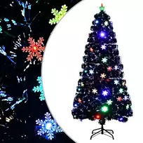 Kalėdų eglutė su LED snaigėmis, juoda, 150cm, optinis pluoštas